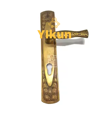 BRASS DOOR HANDLE on PLATE with KEY 