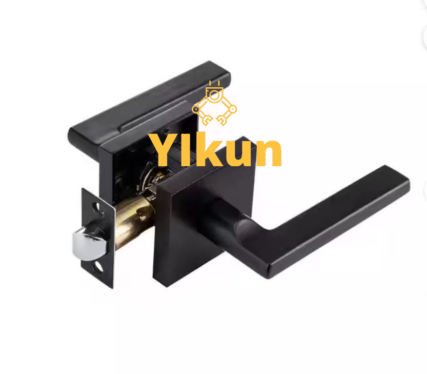  Matte Black Lock Handle Square Door Lock