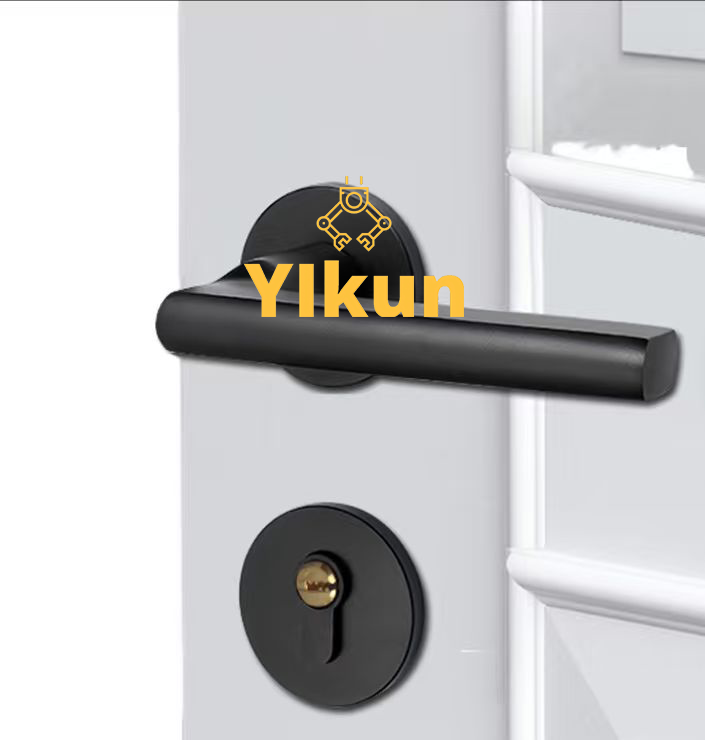 Black Wooden Door Handle Lock Aluminum